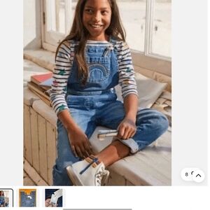 Mini Boden Jeans Overalls Rainbow Sz 7/8